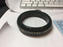 Load image into Gallery viewer, 58mm 100% Natural Dark Green/Black Meteorite Star Trail (星轨) Night Sky Galaxy Nephrite Bangle HN182-5903
