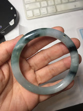 Load image into Gallery viewer, 55.6mm Certified Type A 100% Natural Dark Green Blue Gray Black Moonlit Ink (水墨月色) Round Cut Jadeite Jade Bangle AZ142-0750