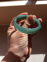 Load image into Gallery viewer, 55.8mm Certified Type A 100% Natural Light Green/Blue/Gray With Flying Snow Guatemala Jadeite Bangle PH265-1247