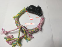 Load image into Gallery viewer, 100% Natural 3 d dark green black lounging cat woven thread nephrite bracelet HT131