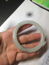 Load image into Gallery viewer, 55mm Certified type A 100% Natural icy watery light green/white round cut Jadeite bangle BG72-0420