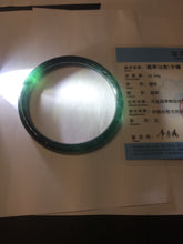 Load image into Gallery viewer, 59.5mm Certified Type A 100% Natural dark green/blue/gray Guatemala slim round cut Jadeite bangle BP200-5524