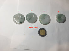 Load image into Gallery viewer, 25-28mm Type A 100% Natural light green white with floating flower Jadeite Jade Safety Guardian Button donuts Pendant group BS67