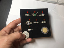 Load image into Gallery viewer, 100% natural type A sunny green white clear four-prong jadeite jade ring group PC7