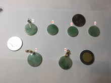 Load image into Gallery viewer, 16-19 mm Type A 100% Natural light green sunny green white Jadeite Jade Safety Guardian Button donuts Pendant group PB90