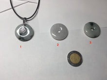 Load image into Gallery viewer, 24-25mm 100% Natural icy watery green/white with dark green floating flowers jadeite Jade Safety Guardian Button(donut) Pendant/worry stone group H153