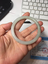Load image into Gallery viewer, 56mm certified Type A 100% Natural white light green gray slim round cut Jadeite Jade bangle PB253-3715