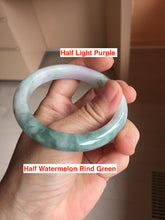 Load image into Gallery viewer, 54.5mm Certified 100% natural Type A Watermelon Rind Green & Light Purple jadeite jade bangle PH242-0177