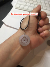 Load image into Gallery viewer, 21-22mm Type A 100% Natural light purple/oily light green/gray Jadeite Jade concentric circle safety Guardian ring Pendant (子母扣,同心环) group PB45