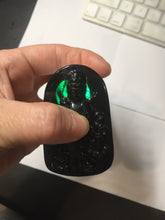 Load image into Gallery viewer, 100% Natural dark green/black jadeite jade(Mocui, 墨翠) GuanYin(观音) with Lotus & Vase Carving Pendant/handhold stone PC142