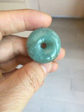 Load image into Gallery viewer, 25mm 100% Natural light green/blue/gray/yellow jadeite Jade Safety Guardian Button(donut) Pendant AR101