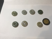 Load image into Gallery viewer, 14.5-16.4mm Type A 100% Natural icy watery light green white gray Jadeite Jade Safety Guardian Button donuts Pendant group AU80