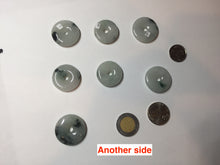 Load image into Gallery viewer, 23-26mm 100% Natural icy watery green/white with green floating flowers jadeite Jade Safety Guardian Button(donut) Pendant/worry stone AR98