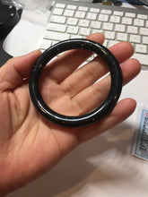 Load image into Gallery viewer, 54.2mm 100% Natural Dark Green/Black Meteorite Starry Night Sky Galaxy Nephrite Bangle HN177-0566