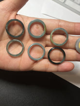 Load image into Gallery viewer, 16.9mm size 6 1/2 17.1mm 6 3/4 100% natural type A icy watery green/blue icy watery Guatemala jadeite jade band ring group BP81