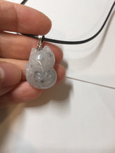 Load image into Gallery viewer, 100% natural type A icy watery black/white/clear(冰乌鸡)/light green(冰绿乌鸡) jadeite fox pendant necklace AA123