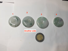 Load image into Gallery viewer, 25-28mm Type A 100% Natural light green white with floating flower Jadeite Jade Safety Guardian Button donuts Pendant group BS67