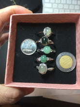 Load image into Gallery viewer, 100% natural type A icy watery green dark green four-prong jadeite jade ring group PB130