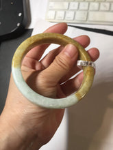 Load image into Gallery viewer, 59mm Type A 100% Natural light green/brown /yellow square Jadeite Jade bangle R101
