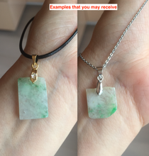Load image into Gallery viewer, 100% Natural type A sunny green white square or rectangle Jadeite super thin Jade safe and sound pendant group AA45