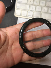 Load image into Gallery viewer, 60mm certified 100% Natural dark green/black meteorite round cut nephrite bangle HN132-0606