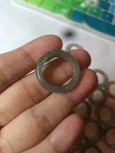 Load image into Gallery viewer, 15.9mm/size 5 1/4 100% natural type A icy watery dark green/light green/yellow/gray jadeite jade band ring BF54
