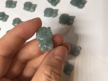 Load image into Gallery viewer, Type A 100% Natural dark green blue gray black Guatemala jadeite jade Snowflake Kitty(雪花猫) pendant BS138 Add one item