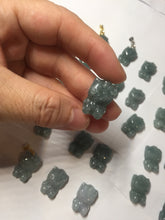 Load image into Gallery viewer, Type A 100% Natural dark green blue gray black Guatemala jadeite jade Snowflake Kitty(雪花猫) pendant BS138 Add one item
