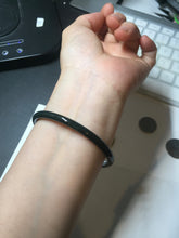 Load image into Gallery viewer, 54-64mm certified 100% Natural dark green black (青玉) slim round cut nephrite group Jade bangle HT106