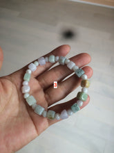 Load image into Gallery viewer, 100% natural type A green/purple/brown/yellow jadeite jade beads bracelet AQ76