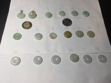 Load image into Gallery viewer, 15-17mm Type A 100% Natural icy watery light green yellow white clear Jadeite Jade Safety Guardian Button donut Pendant group AF97