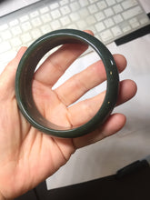 Load image into Gallery viewer, 62.5mm 100% Natural dark green/black meteorite Star Trail(星轨) Night sky nephrite bangle HN161-5901