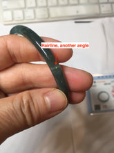 Load image into Gallery viewer, 57.5mm Type A 100% Natural dark green/blue/gray Guatemala slim round cut Jadeite bangle PJ27-4304