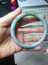 Load image into Gallery viewer, 60.1mm certified Type A 100% Natural dark green gray light purple with brown flying dandelions slim round cut Jadeite Jade bangle PH212-3249