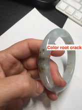 Load image into Gallery viewer, 56.5mm 100% natural type A icy watery light green/brown/black seaweed jadeite jade bangle Q139-5250
