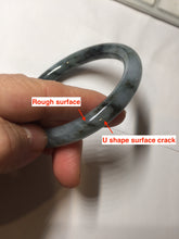 Load image into Gallery viewer, 56mm Certified Type A 100% Natural icy watery dark green/purple/gray round cut Jadeite bangle AA130-6924