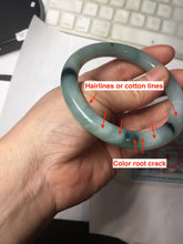 Load image into Gallery viewer, 55.5mm Certified Type A 100% Natural Dark Green Blue Gray Black Moonlit Ink (水墨月色) Round Cut Jadeite Jade Bangle AZ141-0759