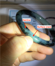 Load image into Gallery viewer, 55.5mm Certified Type A 100% Natural Dark Green Blue Gray Black Slim Moonlit Ink (水墨月色)Round Cut Jadeite Jade Bangle BS145-0747