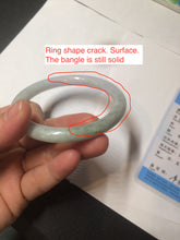Load image into Gallery viewer, 57.6mm certificated Type A 100% Natural light green/dark green/purple slim round cut Jadeite Jade bangle BG53-2960