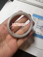 Load image into Gallery viewer, 49mm certified 100% natural Type A icy watery light green/white/purple oval jadeite jade bangle BN40-2854