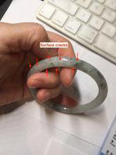Load image into Gallery viewer, 58.5mm certified 100% natural Type A white dark green ink painting (水墨) round cut jadeite jade bangle PC160-3157