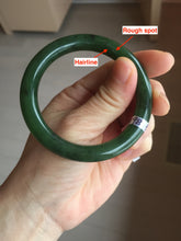Load image into Gallery viewer, 53.3mm 100% Natural dark green/black round cut nephrite (碧玉) bangle HN98