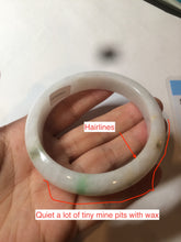 Load image into Gallery viewer, 57.8mm certified 100% natural sunny green/white jadeite jade bangle BF42-1471