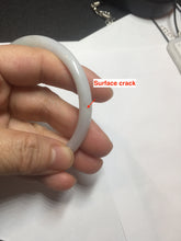 Load image into Gallery viewer, 56.8mm certified Type A 100% Natural light green/white/purple slim round cut Jadeite Jade bangle E135-3951