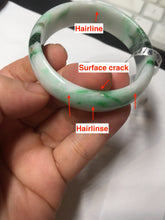 Load image into Gallery viewer, 46.7mm certified Type A 100% Natural sunny green/brown/white(白底青) kids Jadeite Jade bangle/scarf buckle PJ67-0098