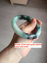 Load image into Gallery viewer, 60.3mm certified type A 100% Natural green/black Jadeite Jade bangle BM42-8565