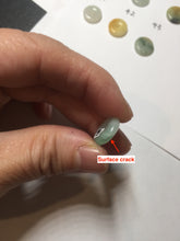 Load image into Gallery viewer, 12.5-13mm Type A 100% Natural icy watery green purple white yellow Jadeite Safety Guardian Button donuts pendant PF2