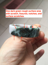 Load image into Gallery viewer, 48mm certified 100% natural type A dark green white purple Snowy Pine Forest square style jadeite bangle BH114-6910