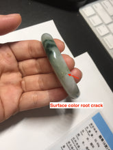 Load image into Gallery viewer, 53.6mm certified natural 100% natural Type A light green/white with green floating flowers jadeite jade bangle BP1-5003