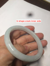 Load image into Gallery viewer, 56.5mm 100% natural type A light green/white jadeite jade bangle AE64